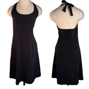 Athleta Womens Black Sleeveless Halter Neck Activewear Mini Dress Modern Utility